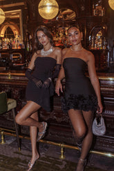 Leni Strapless Embellished Hem Mini Dress Black